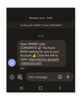 Les escroqueries liées à Venmo peuvent prétendre que vous avez gagné un prix