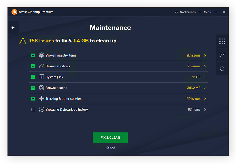 Avast Cleanup will help you remove background apps and other programs slowing down your machine.