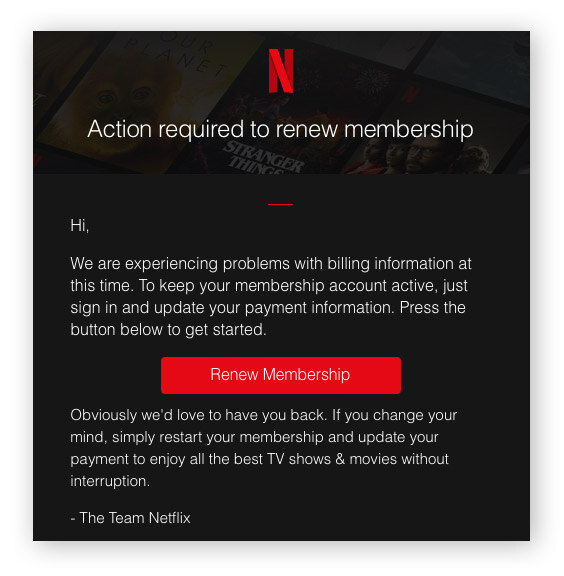  Certaines tentatives de phishing se présentent sous la forme d’un e-mail malveillant semblant provenir d’une entreprise légitime.